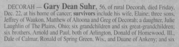 Gary Dean Suhr obituary